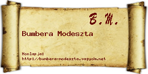 Bumbera Modeszta névjegykártya